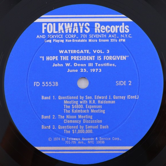 John W. Dean III Watergate Vol 3, I Hope The President Is Forgiven 12" LP Record - Picture 9 of 12
